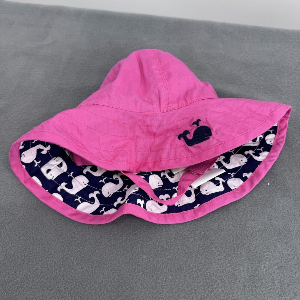 Pottery Barn Kids Whale Bucket Hat Pink Navy Reversible Baby Sun Hat